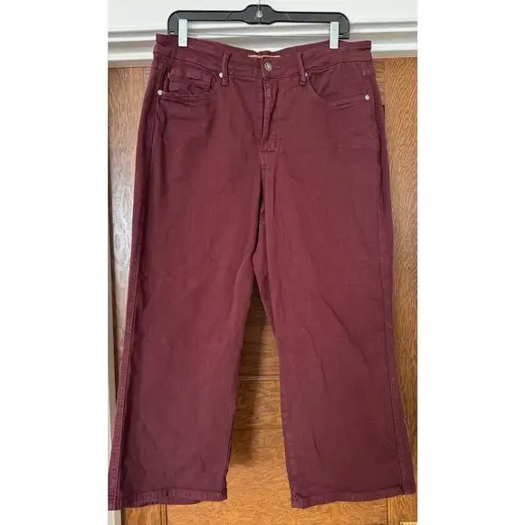 JUDY BLUE High Waist Cropped Tummy Control Wide Leg Burgandy Jean Size 14W - Picture 3 of 5